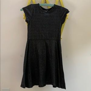 Kidpik Black Mini Dress, Black Sparkle Dress, Short Sleeved Casual Mini Dress